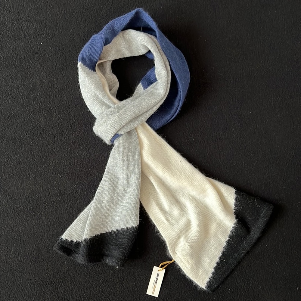 Clements Ribeiro Portobello Angora Color Block Scarf NEW